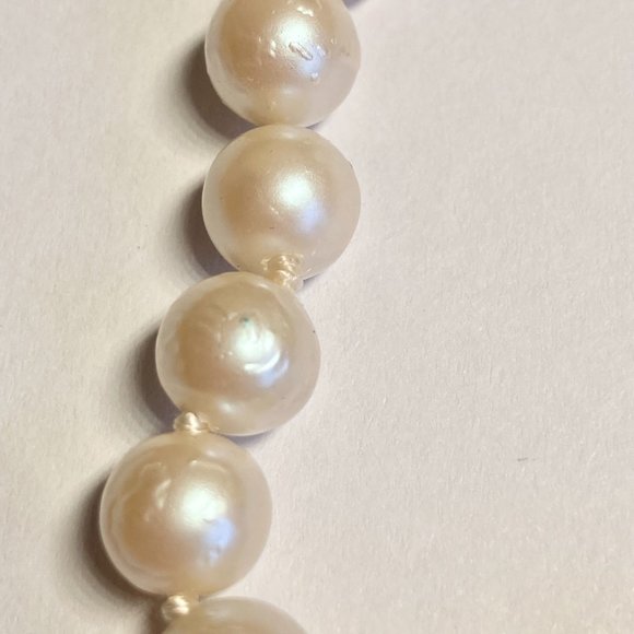 Vintage Ivory White Pearl Necklace 18" 6mm Hand Knotted Princess Length Taiwan - Picture 7 of 10